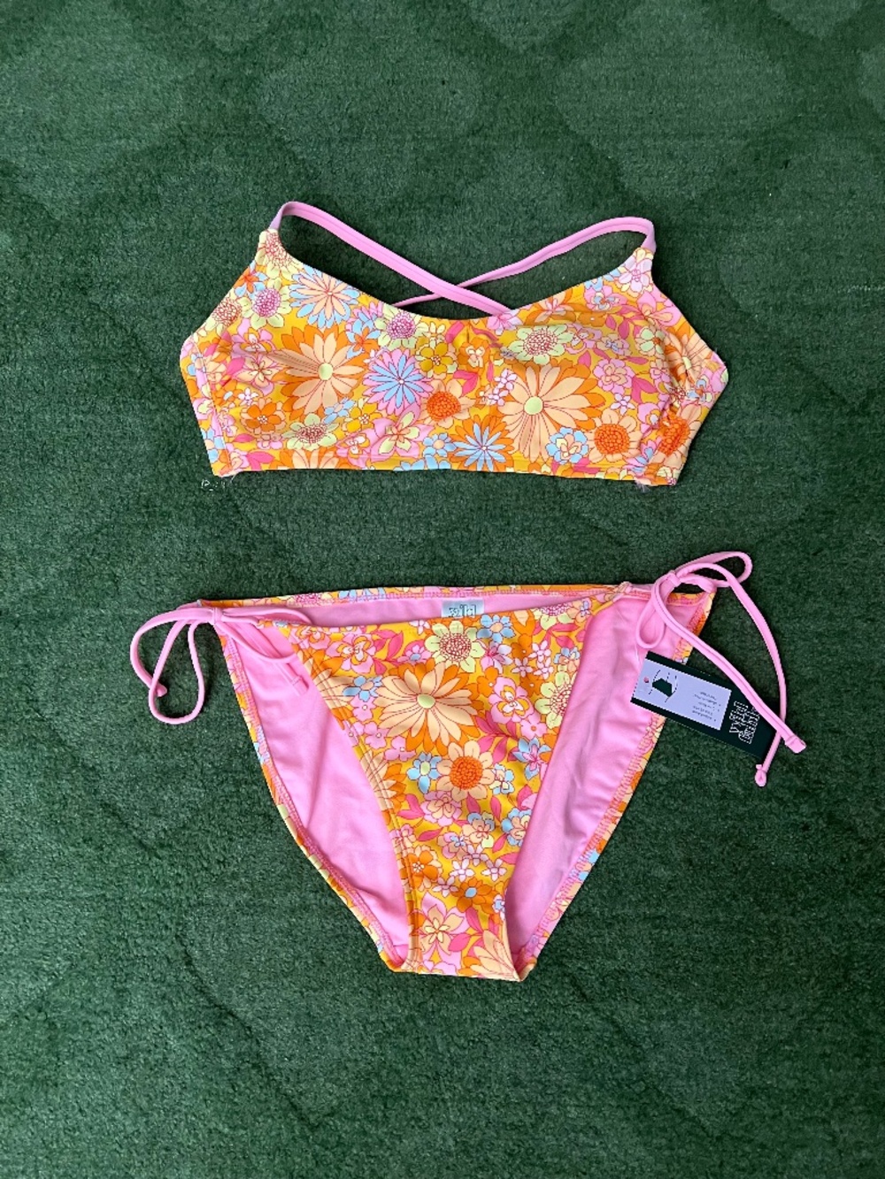wild fable Pink and Orange Retro Floral Bikini Set